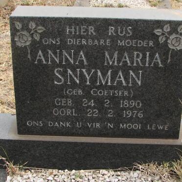 SNYMAN Anna Maria nee COETSER 1895-1976
