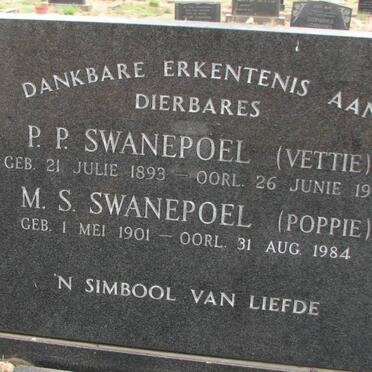 SWANEPOEL P.P. 1893-1975 &amp; M.S. 1901-1984