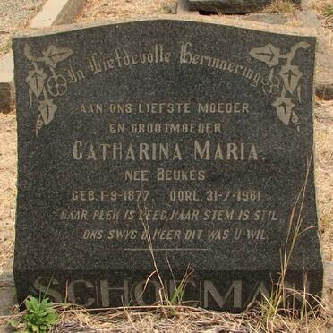 SCHOEMAN Catharina Maria nee BEUKES 1877-1961