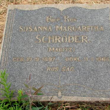 SCHRÖDER Susanna Margaritha nee MARITZ 1887-1965