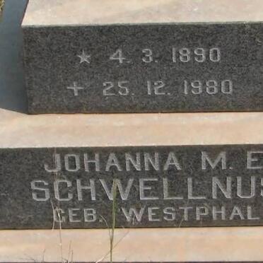 SCHWELLNUS Johanna M.E. nee WESTPHAL 1890-1980