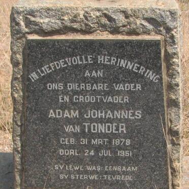 TONDER Adam Johannes, van 1878-1951