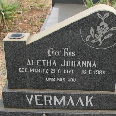 VERMAAK Aletha Johanna nee MARITZ 1921-1986