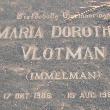 VLOTMAN Maria Dorothea nee IMMELMAN 1906-1986