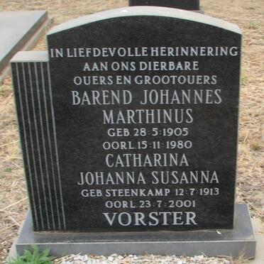 VORSTER Barend Johannes Marthinus 1905-1980 &amp; Catharina Johanna Susanna STEENKAMP 1913-2001