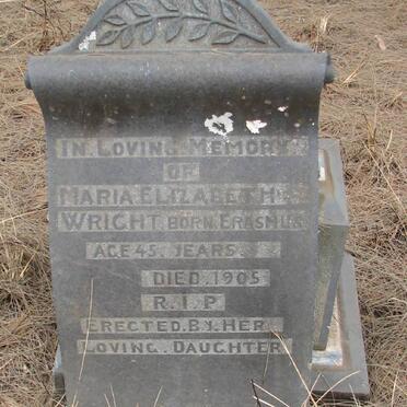 WRIGHT Maria Elizabeth nee ERASMUS -1905