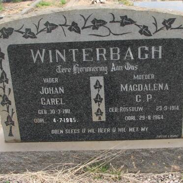 WINTERBACH Johan Carel 1911-1985 &amp; Magdalena C.P. ROSSOUW 1914-1964