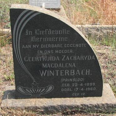 WINTERBACH Geertruida Zacharyda Magdalena nee PRINSLOO 1899-1960