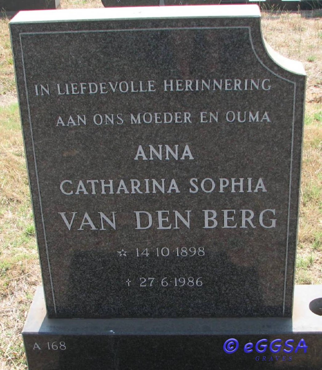 BERG Anna Catharina Sophia, van den 1898-1986