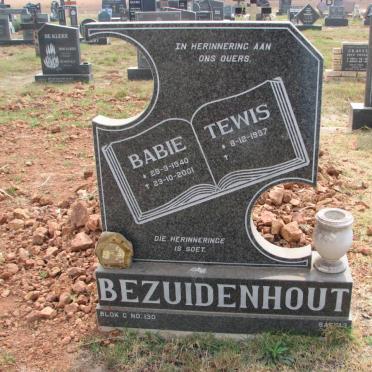 BEZUIDENHOUT Tewis 1937- &amp; Babie 1940-2001