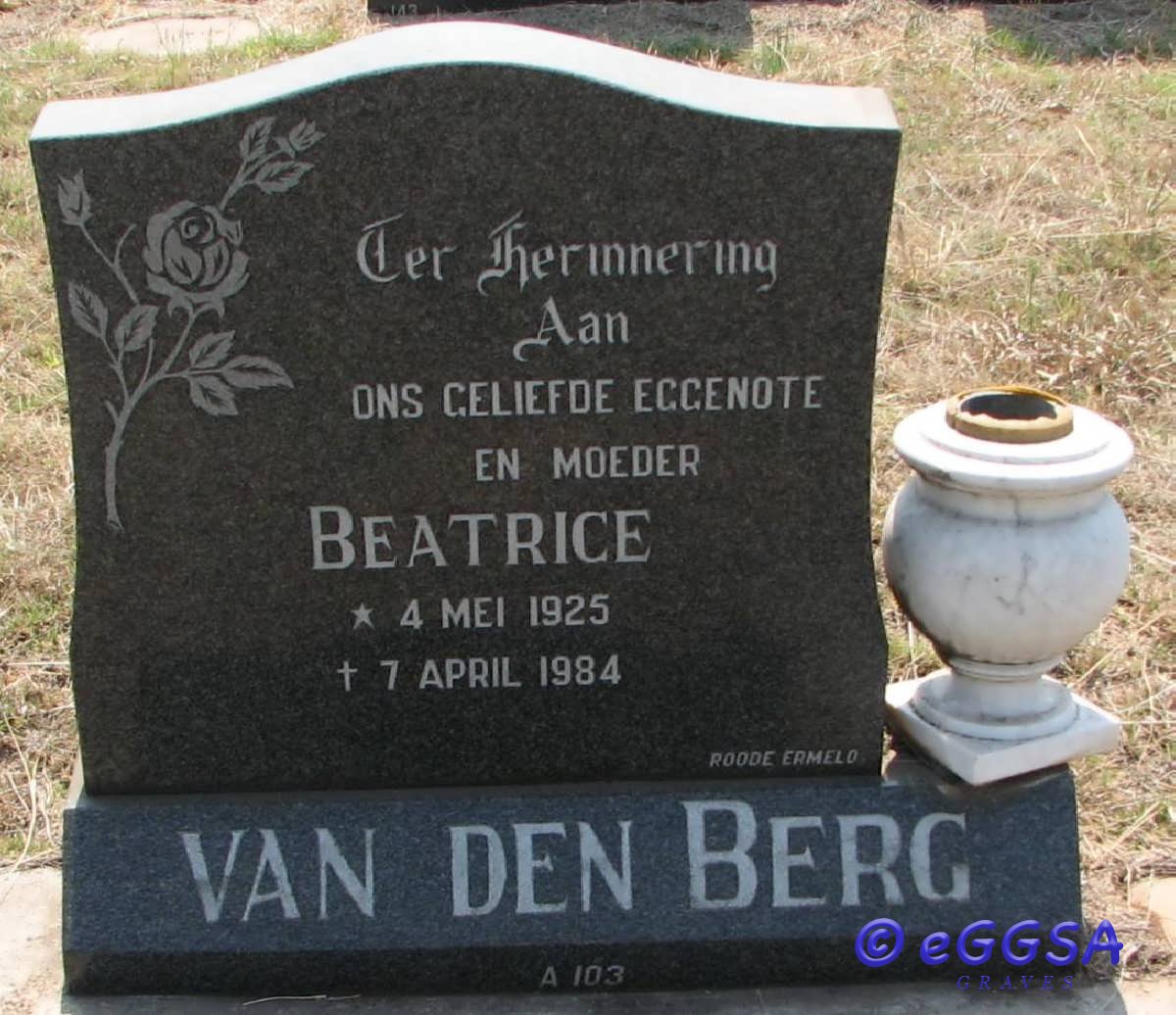 BERG Beatrice, van den 1925-1984