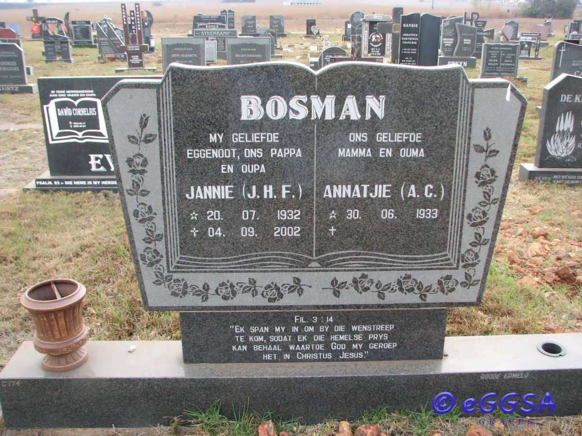 BOSMAN J.H.F. 1932-2002 &amp; A.C. 1933-