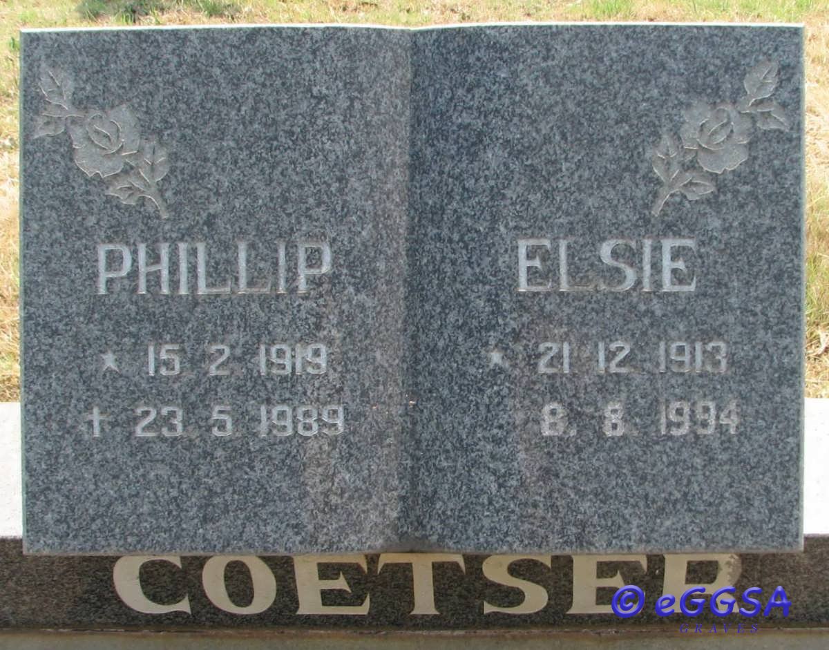 COETZER Phillip 1919-1989 &amp; Elsie 1913-1994