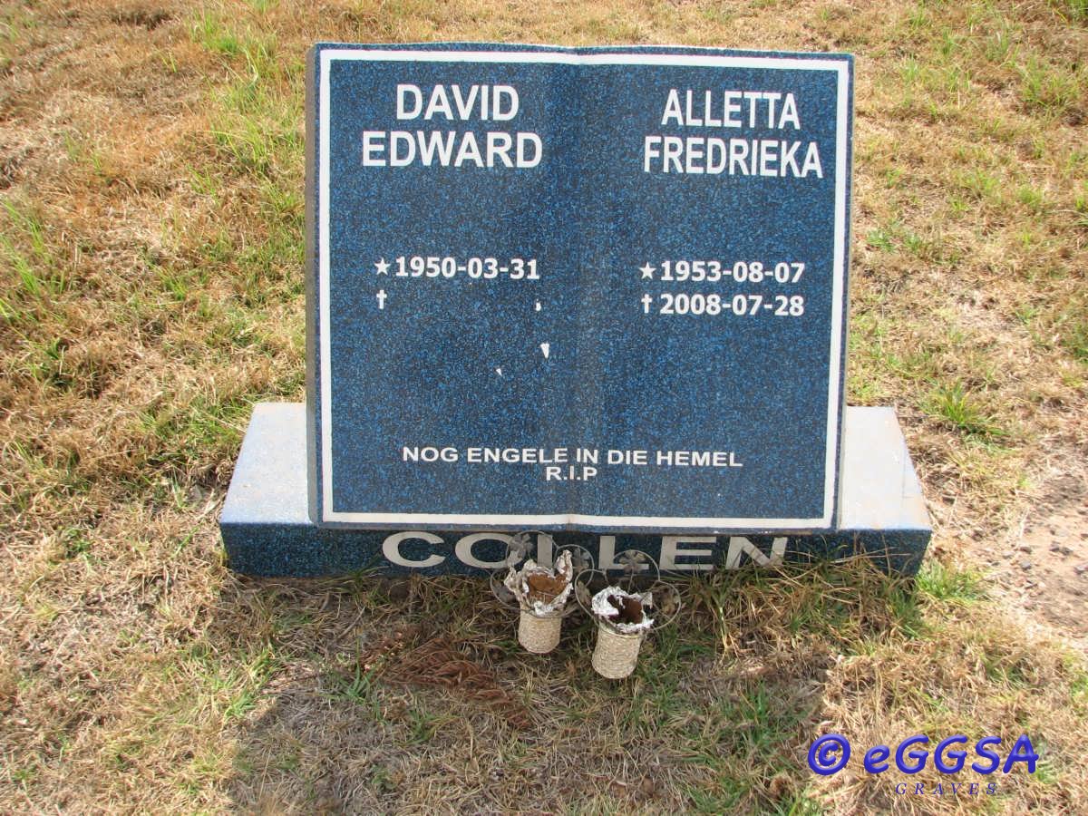 COLLEN David Edward 1950- &amp; Aletta Fredrieka 1953-2008