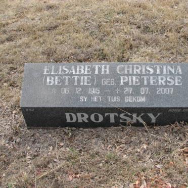 DROTSKY Elisabeth Christina nee PIETERSE 1915-2007