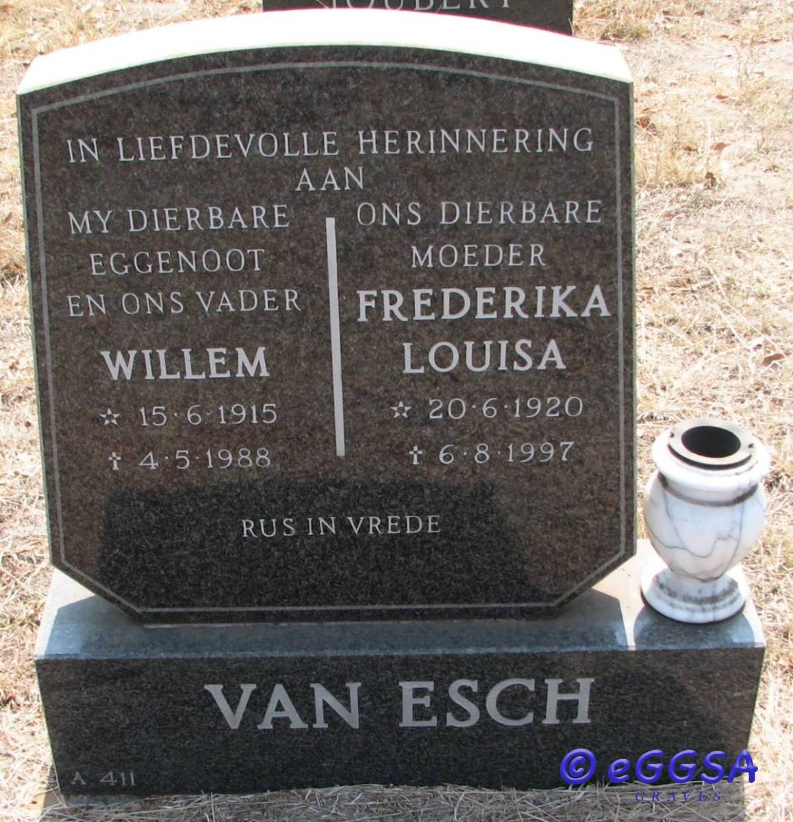 ESCH Willem, van 1915-1988 &amp; Frederika Louisa 1920-1997