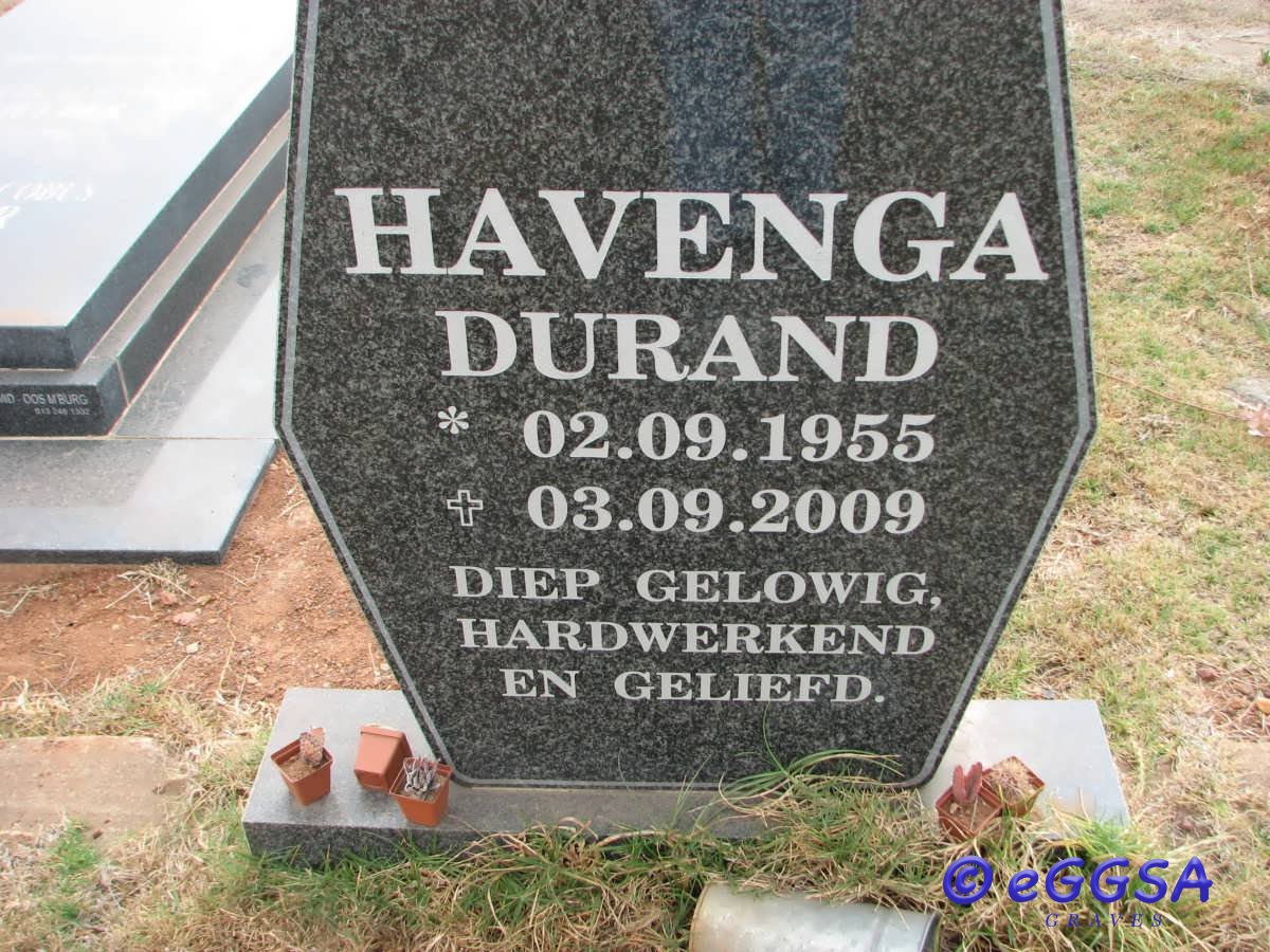 HAVENGA Durand 1955-2009