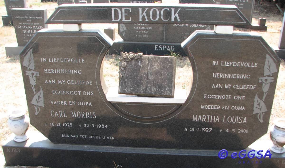 KOCK Carl Morris, de 1925-1984 &amp; Martha Louisa 1927-2000