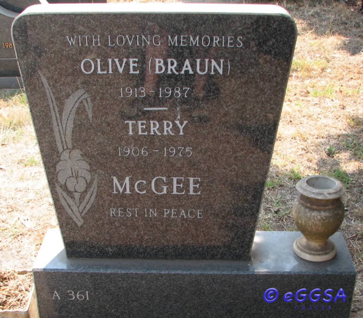 McGEE Terry 1906-1975 &amp; Olive BRAUN 1913-1987