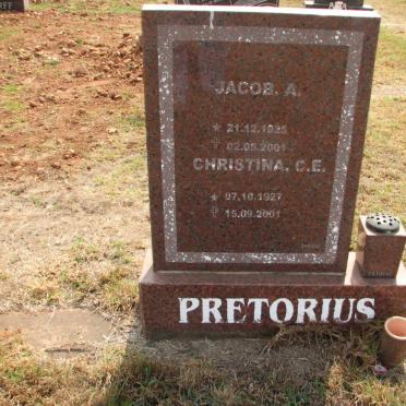 PRETORIUS Jacob A. 1925-2001 &amp; Christina C.E. 1927-2001