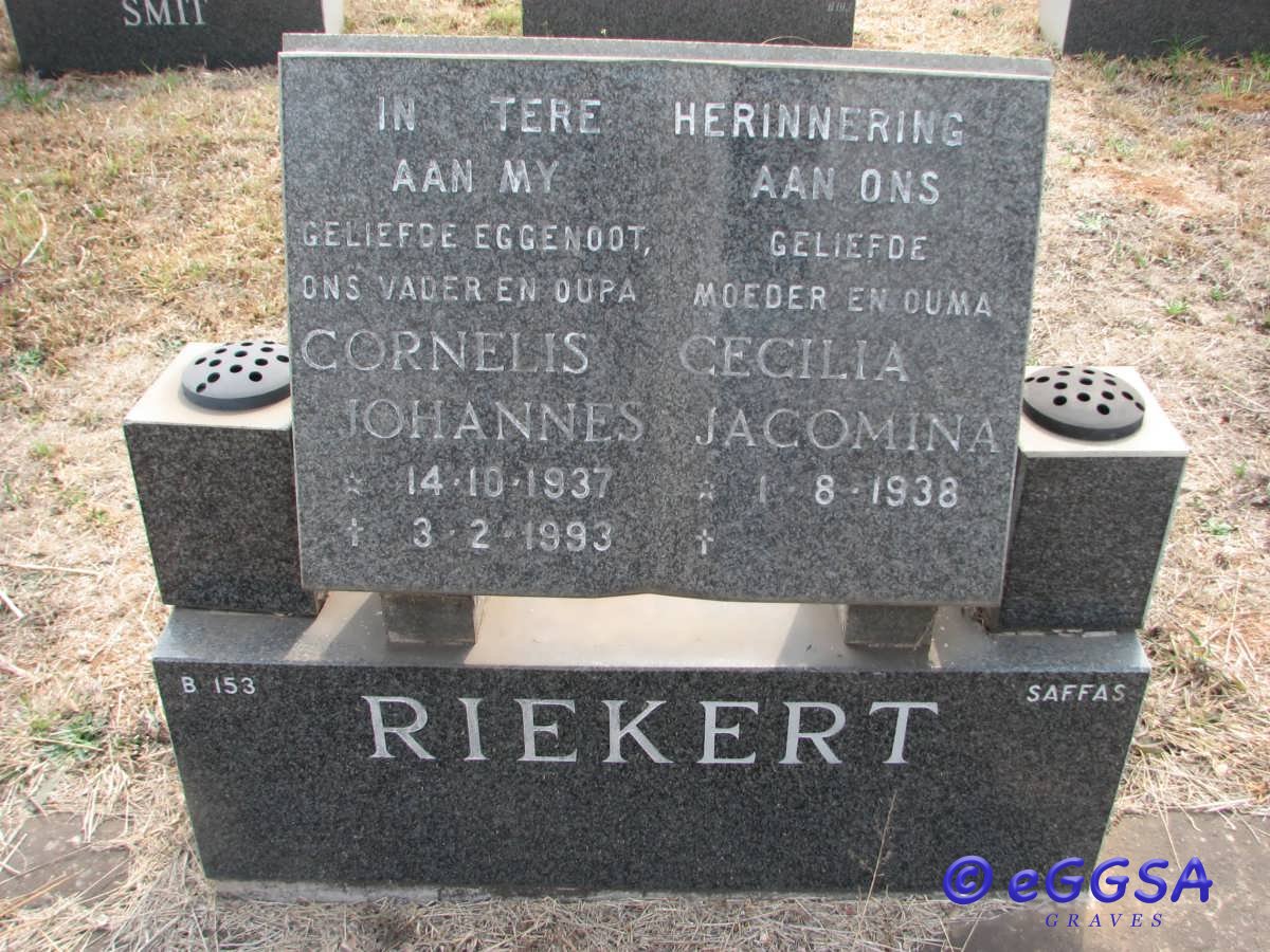 RIEKERT Cornelis Johannes 1937-1993 &amp; Cecilia Jacomina 1938-