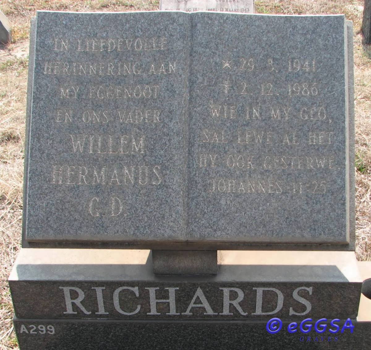 RICHARDS Willem Hermanus G.D. 1941-1986