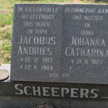 SCHEEPERS Jacobus Andries 1913-1984 &amp; Johanna Catharina 1927-