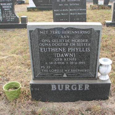 BURGER Euthene Phyllis nee KEMP 1936-1993