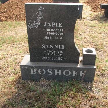BOSHOFF Japie 1915-2000 &amp; Sannie 1916-2001
