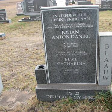 BLAAUW Johan Anton Daniel 1921-2003 &amp; Elsie Catharina 1926-2005