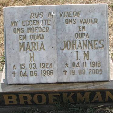 BROEKMAN Johannes I.M. 1918-2005 &amp; Maria H. 1924-1986