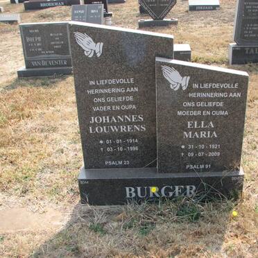 BURGER Johannes Louwrens 1914-1996 &amp; Ella Maria 1921-2009