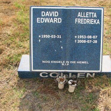 COLLEN David Edward 1950- &amp; Aletta Fredrieka 1953-2008
