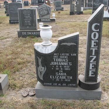 COETZEE Tobias Johannes 1932-1993 &amp; Sara Elizabeth 1935-