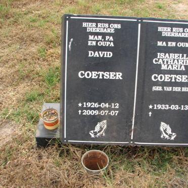 COETSER David 1926-2009 &amp; Isabella Catharina Maria VAN `