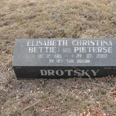 DROTSKY Elisabeth Christina nee PIETERSE 1915-2007