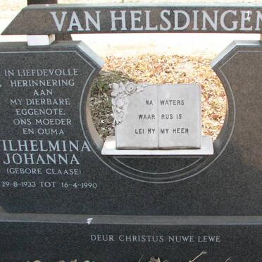 HELSDINGEN Wilhelmina Johanna, van nee CLAASE 1933-1990