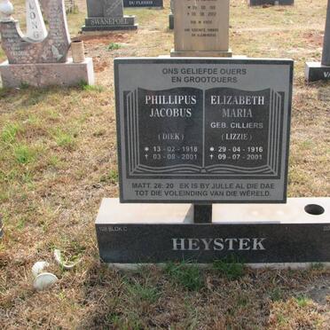 HEYSTEK Phillipus Jacobus 1918-2001 &amp; Elizabeth Maria CILLIERS 1916-2001