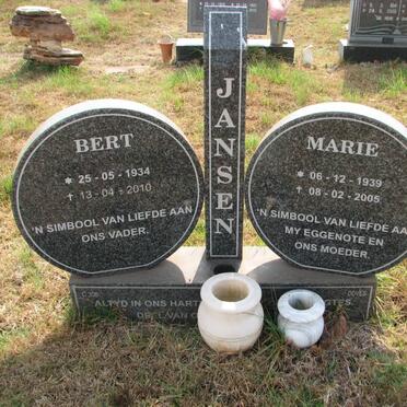 JANSEN Bert 1934-2010 &amp; Marie 1939-2005
