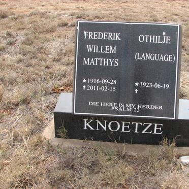 KNOETZE Frederik Willem Matthys 1916-2011 &amp; Othilje LANGUAGE 1923-
