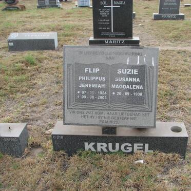 KRUGEL Philippus Jeremiah 1924-2003 &amp; Susanna Magdalena 1938-