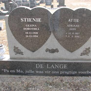 LANGE Adriaan Dirk, de 1927-1990 &amp; Gezina Dorothea 1928-1994