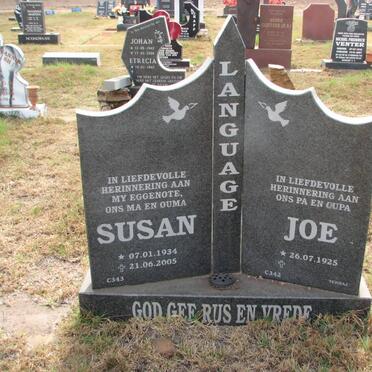 LANGUAGE Joe 1925- &amp; Susan 1934-2005