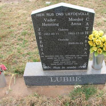 LUBBE Jeremia 1951- &amp; Catharina 1953-2009
