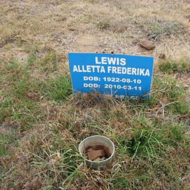 LEWIS Alletta Frederika 1922-2010
