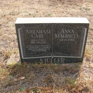 MÜLLER Abraham Carl 1929-1995 &amp; Anna Magrieta 1931-