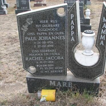 MARÉ Paul Johannes 1926-1995 &amp; Rachel Jacoba 1931-2011