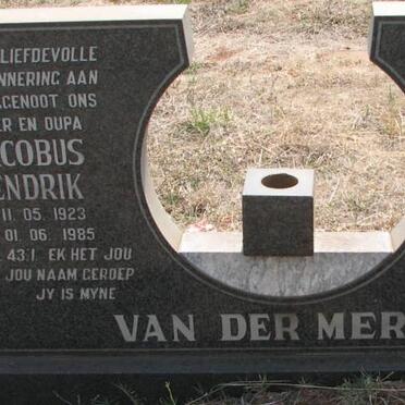 MERWE Jacobus Hendrik, van der 1923-1985 &amp; Susara Jacoba Magritha 1930-2005