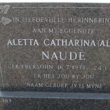 NAUDE Aletta Catharina nee EBERSÖHN 1933-1988