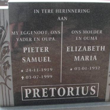 PRETORIUS Pieter Samuel 1919-1999 &amp; Elizabeth Maria 1932-